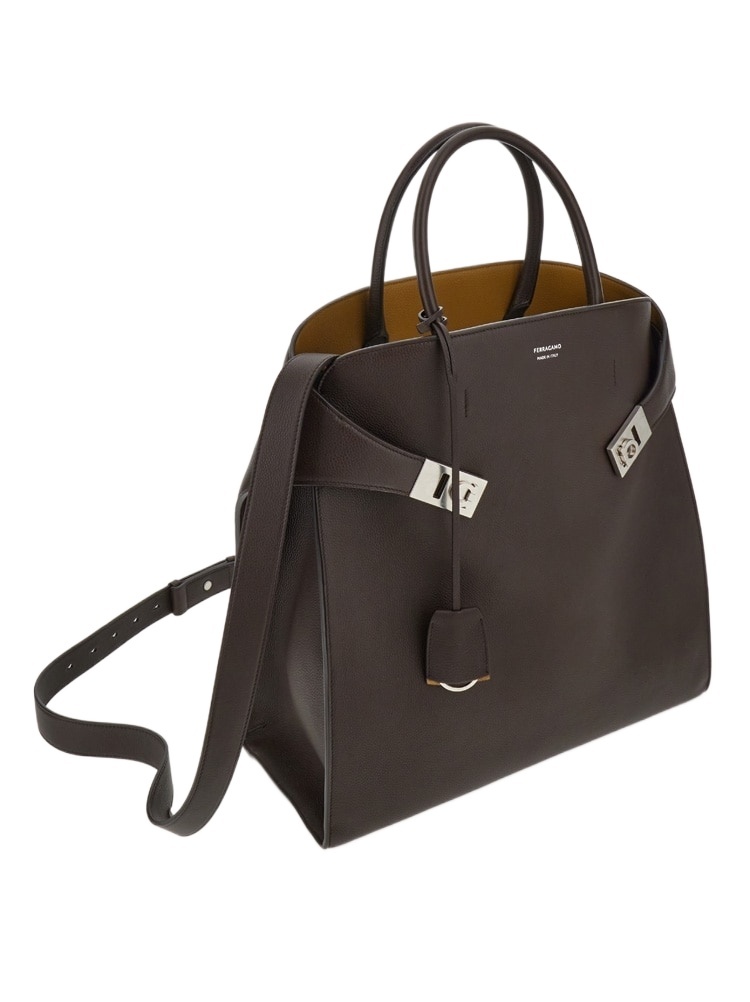 Ferragamo Hug Tote Bag In Brown
