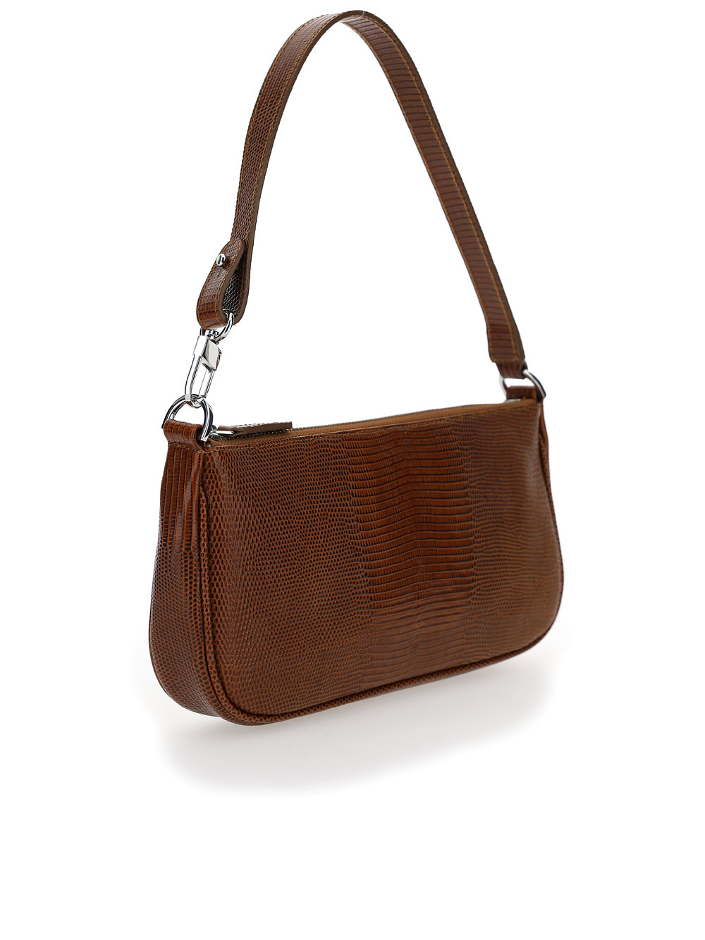 By Far Tan Lizard Rachel Shoulder Bag In Brown