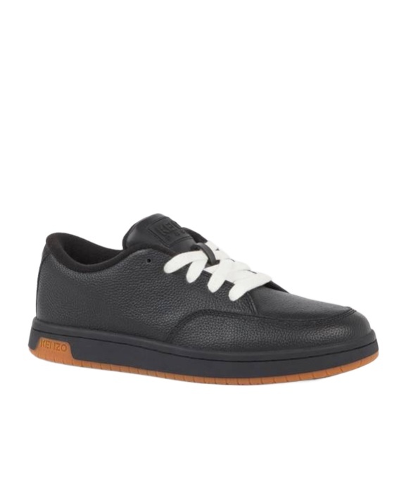 Kenzo Men's Dome Grained Leather Low-top Sneakers In Black