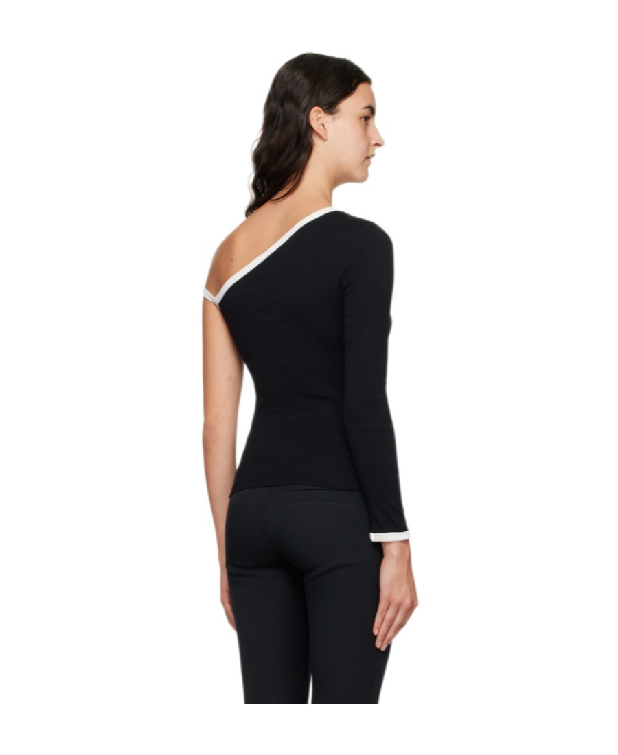 Shop Courrèges Single-sleeved Color T-shirt In Black