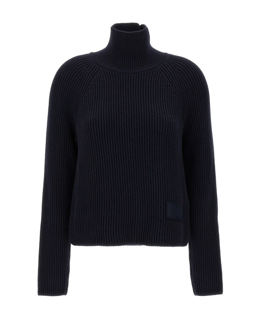 AMI ALEXANDRE MATTIUSSI AMI LOGO PATCH RIBBED TURTLENECK SWEATER