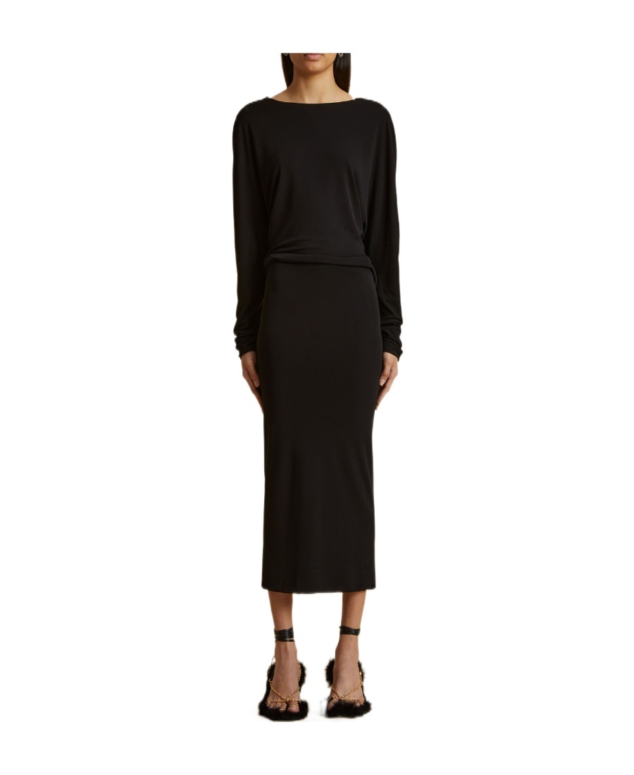 Khaite Trina Open-back Boat Neck Dress In Black