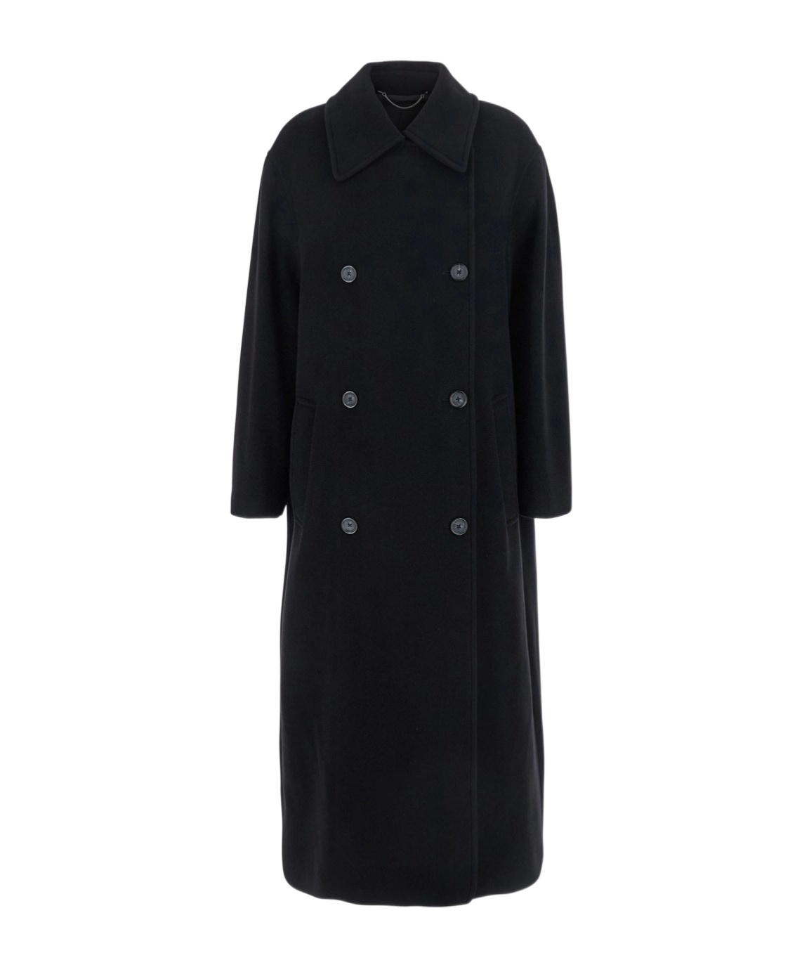 Totême Shield Oversized Double-breasted Wool-blend Coat In Black