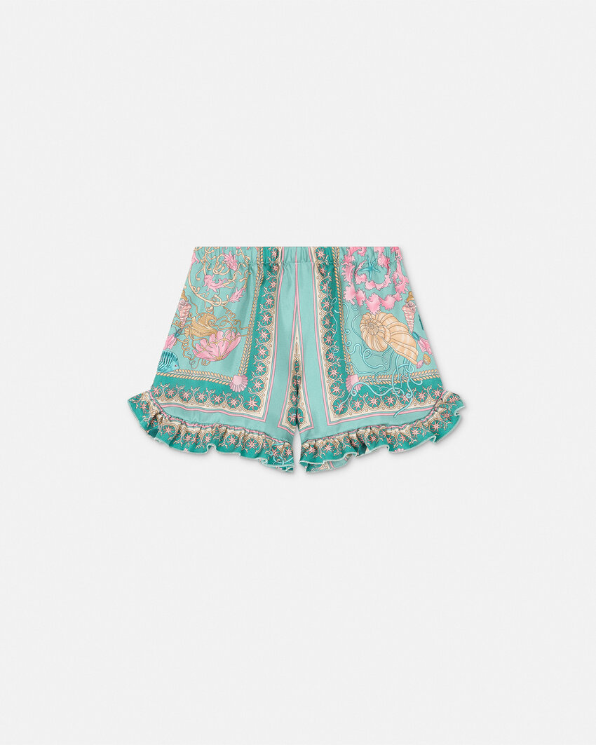 Versace Short De Bain Underwater Barocco Kids En Soie In Green