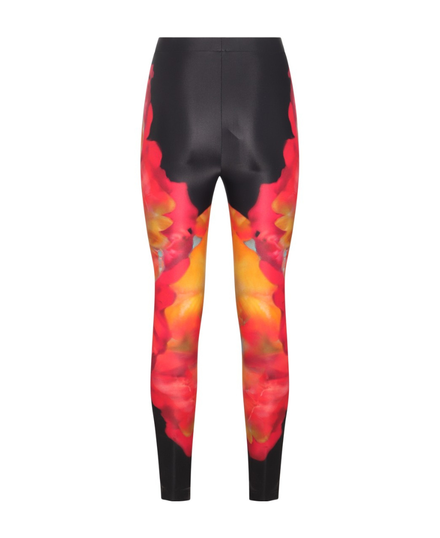 Alexander Mcqueen Abstract-print Leggings In Black