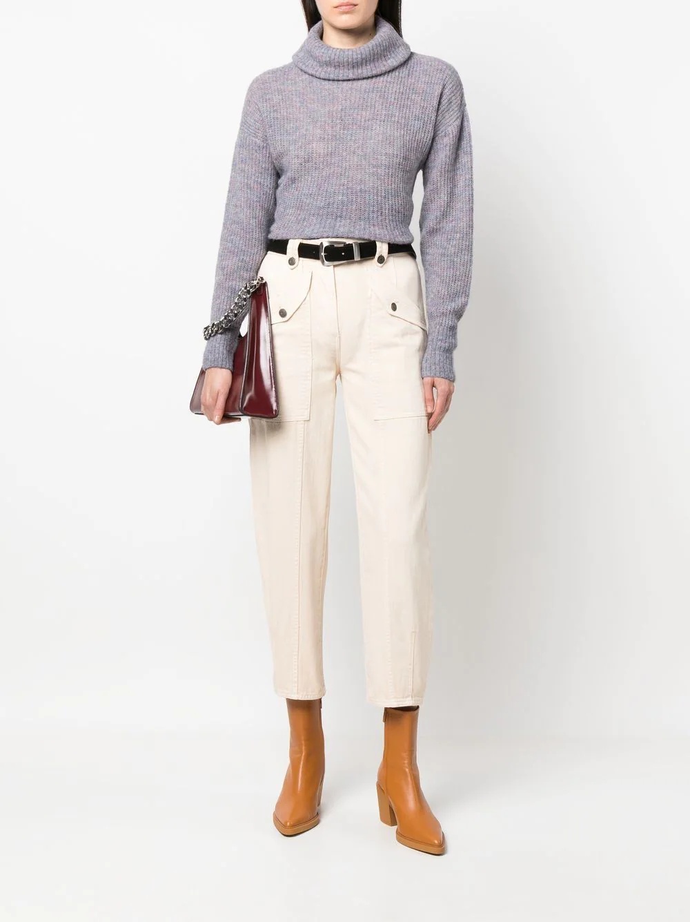 Iro Mélange Ribbed-knit Turtleneck Sweater In Gray