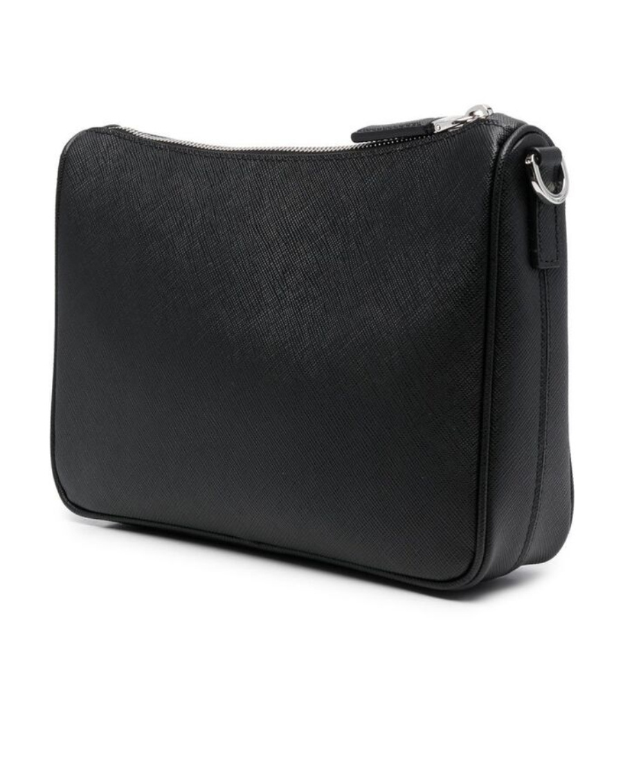 Prada Men's Leather Messenger Bag In Black
