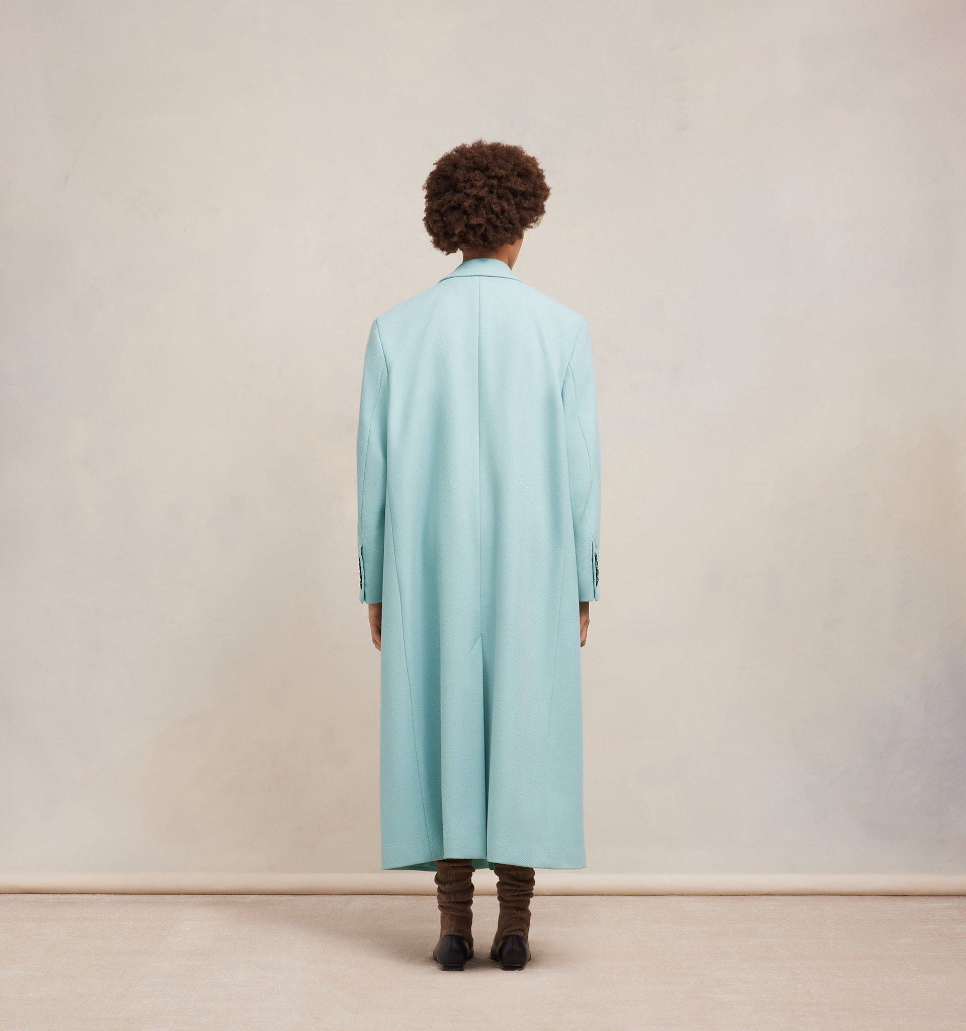 Ami Alexandre Mattiussi Ami Paris Single-breasted Long-sleeved Ribbed Coat In Blue