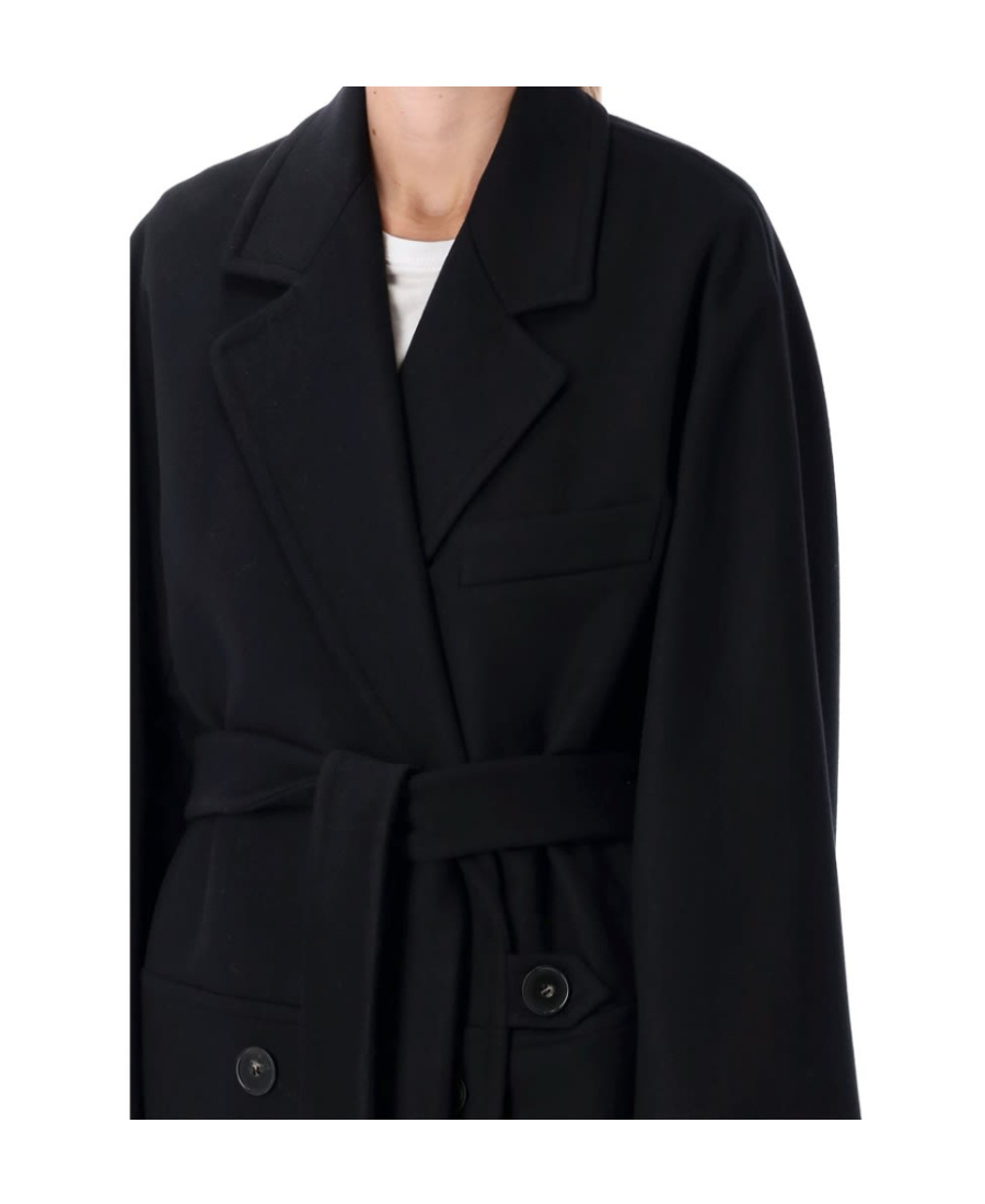 Stella Mccartney Double-breasted Belted Mid-length Coat In Black