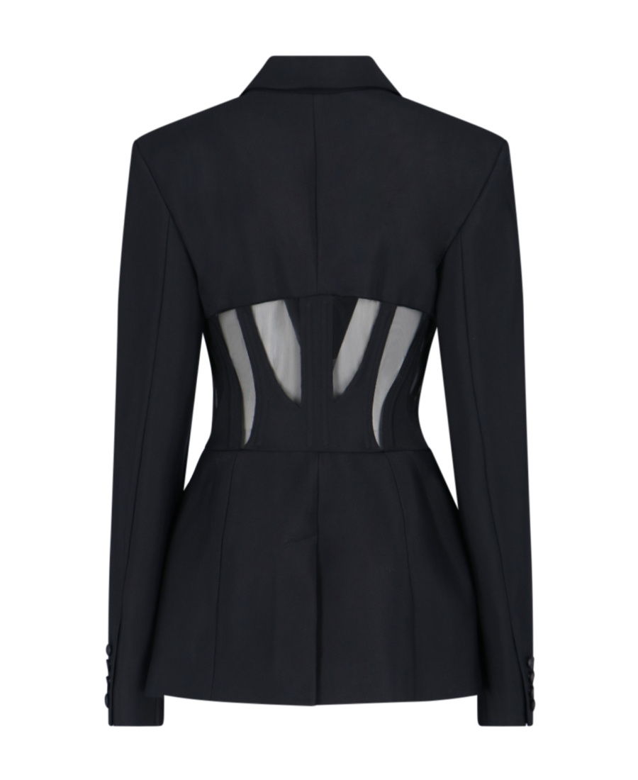 Mugler Cut-out Corseted Blazer In Black