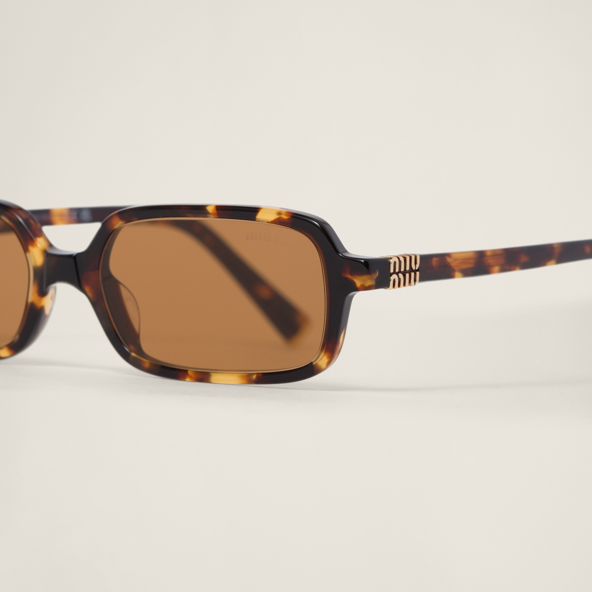 Miu Miu Tortoiseshell Rectangle-frame Sunglasses In Brown