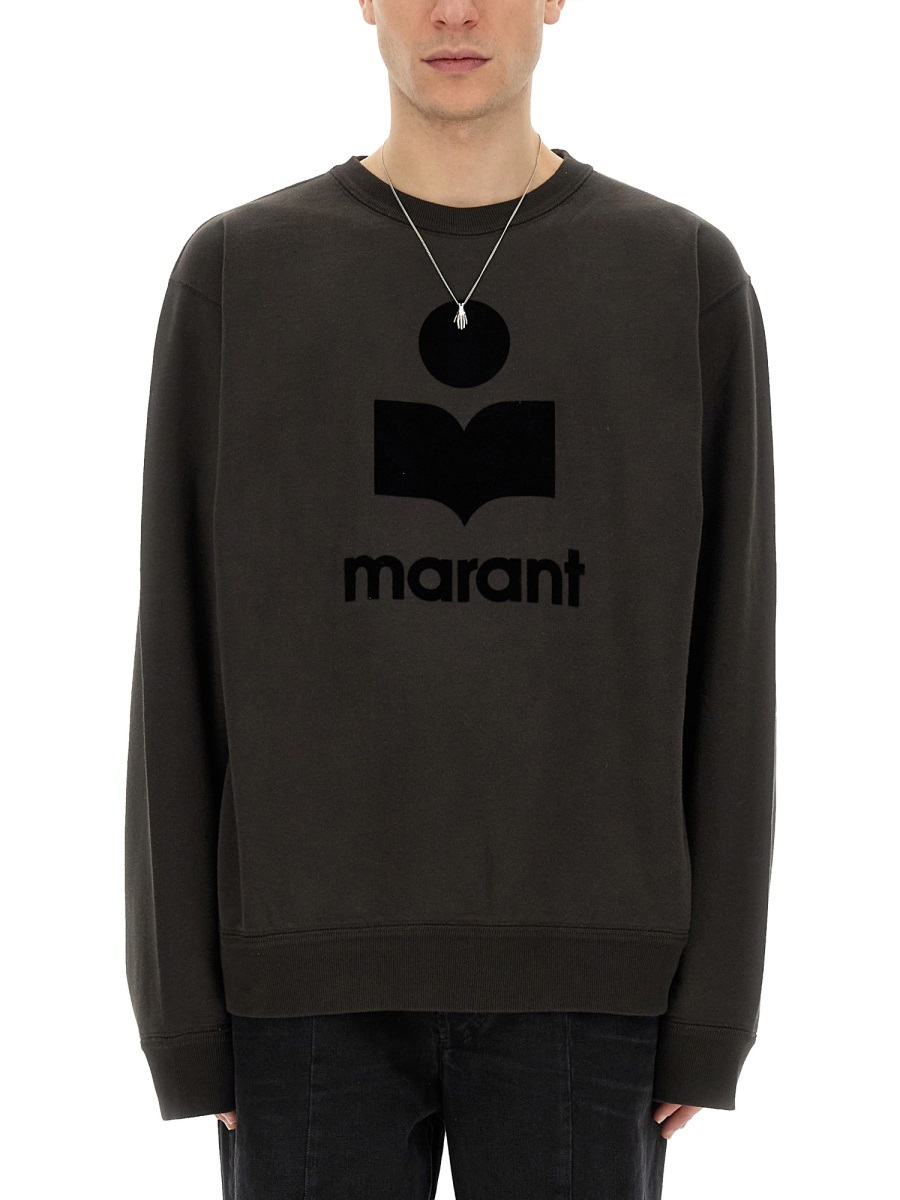 Isabel Marant Man Black Cotton Blend Oversize Mikoy Sweatshirt In Black