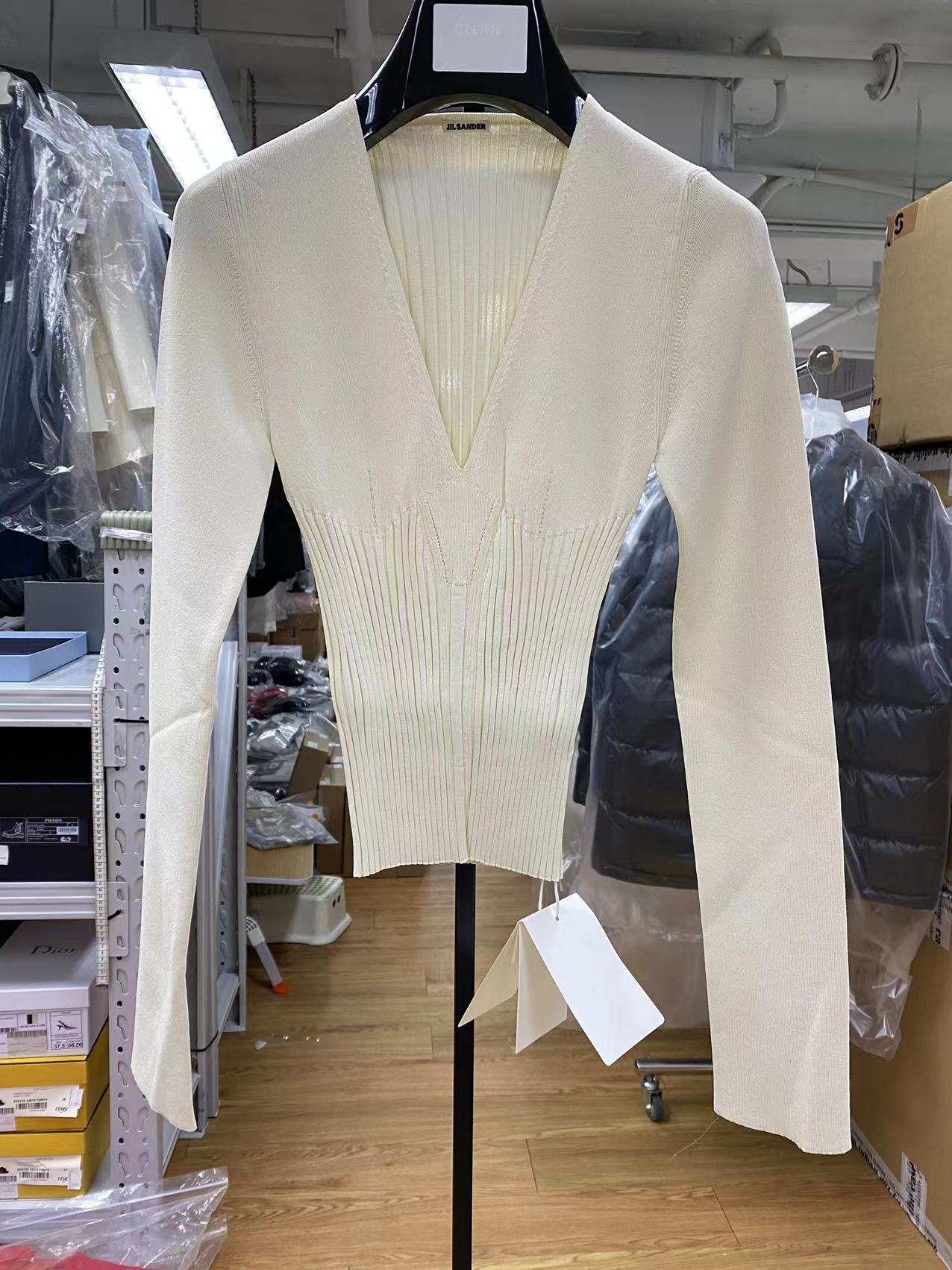 Shop Jil Sander V-neck Sweater In Nude