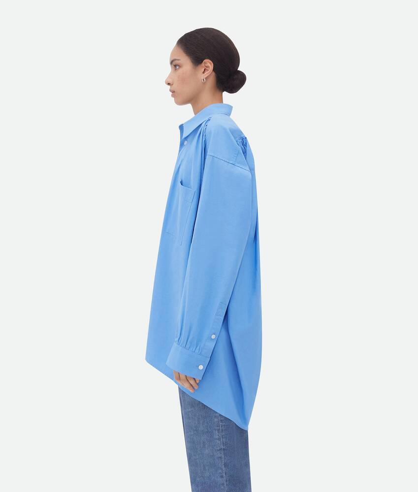 Bottega Veneta Oversized Gathered Cotton-blend Shirt In Blue
