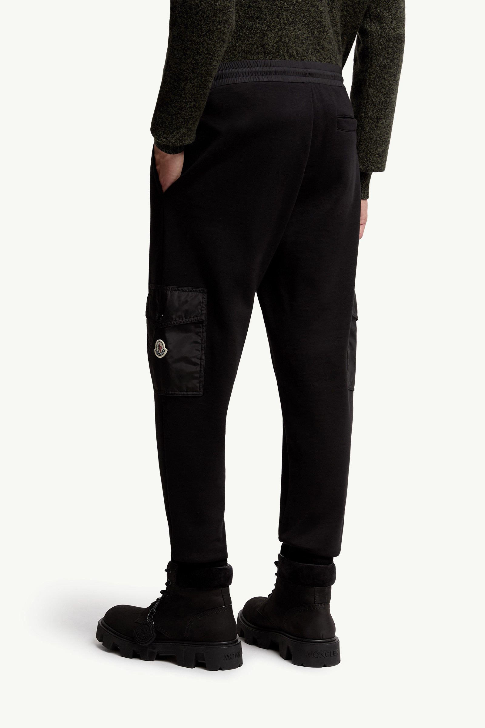 Moncler Cotton Blend Jogger Trousers In Black