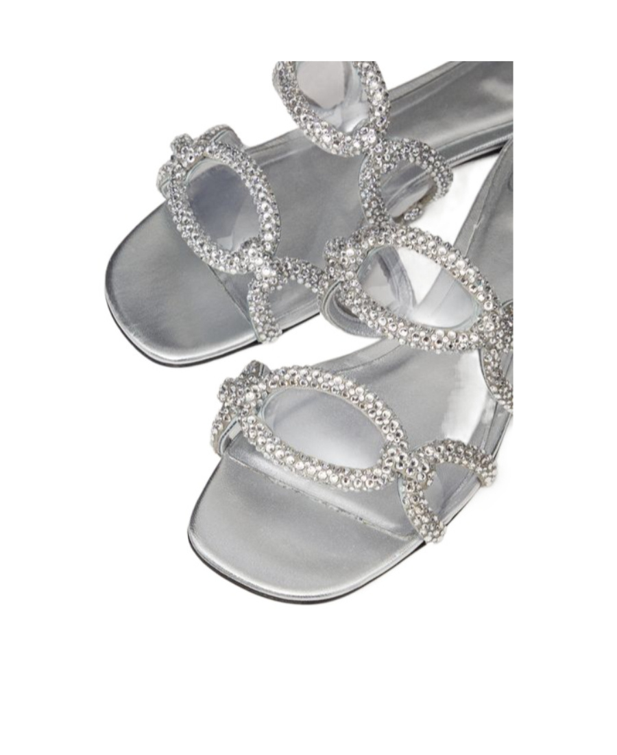 Valentino Chain 1967 Crystal Embellished Sandals In Gray