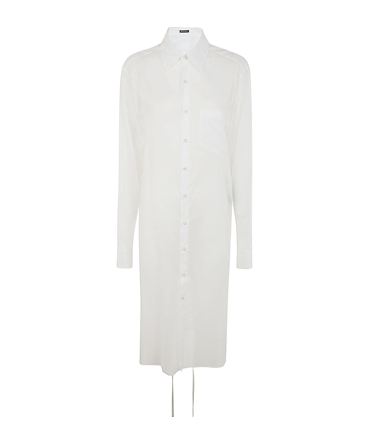 Ann Demeulemeester Gabi Long Relax Fit Shirt Draped On Back Light Cotton Voile White In White
