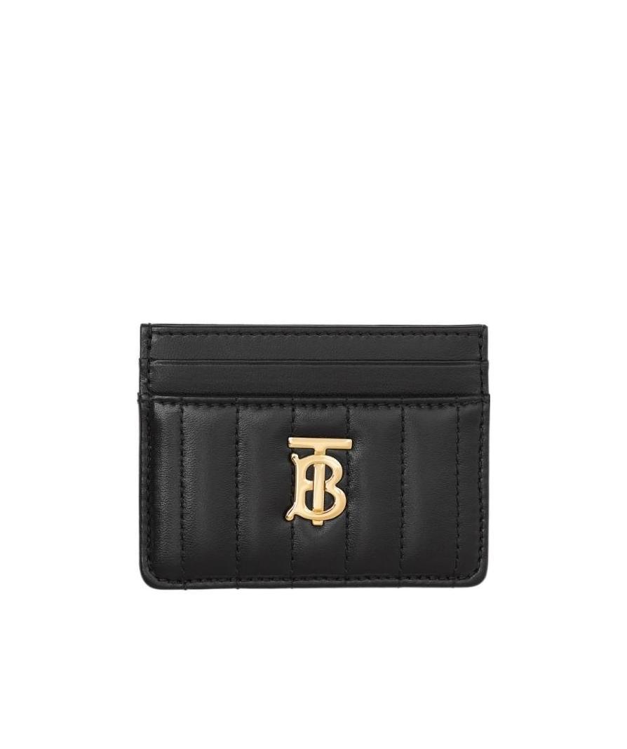 Burberry Tb Monogram-plaque Leather Cardholder In Black