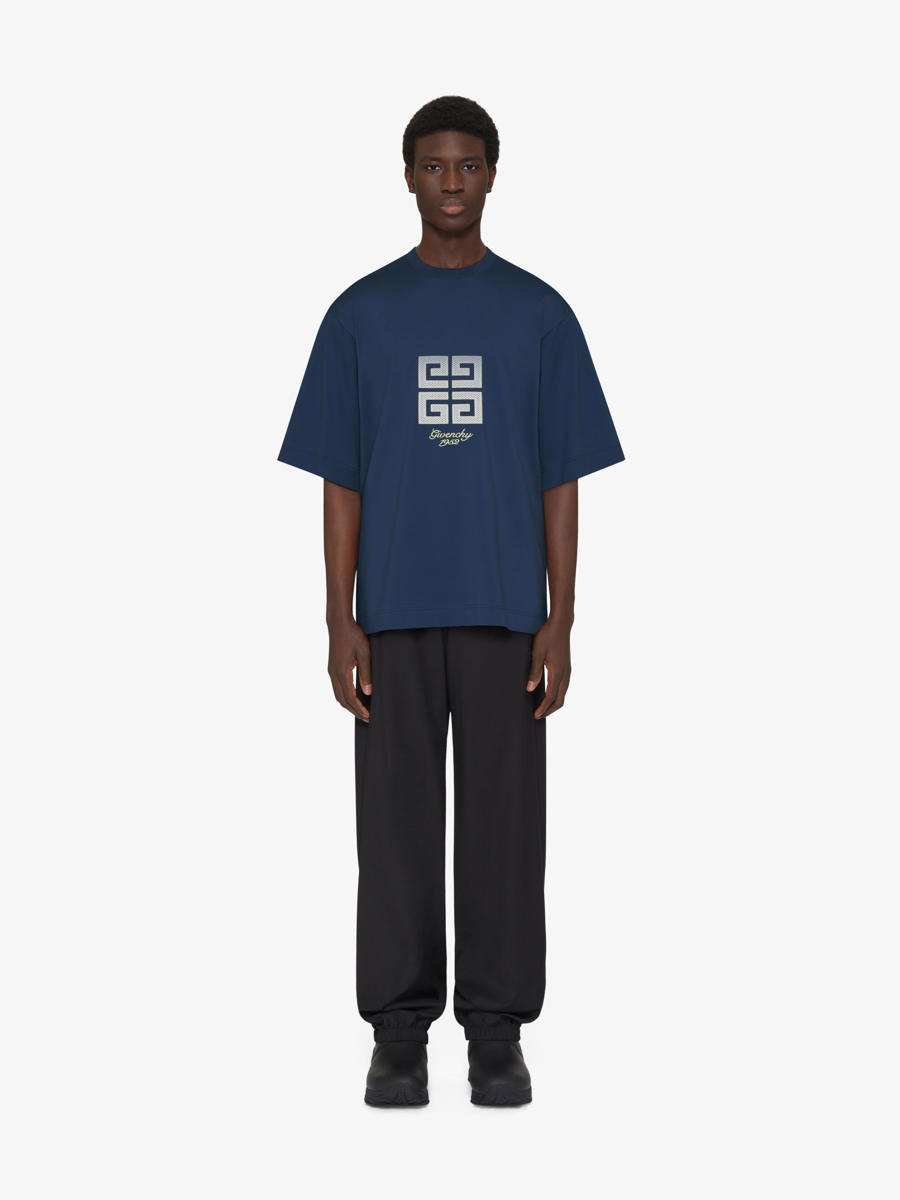 Givenchy New Studio Fit Oversize Logo Graphic T-shirt In Blue