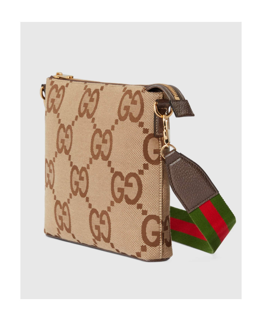 Gucci Jumbo Gg Messenger Bag In Nude