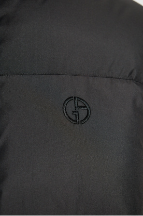 Giorgio Armani Logo-embroidered Quilted Jacket In Black