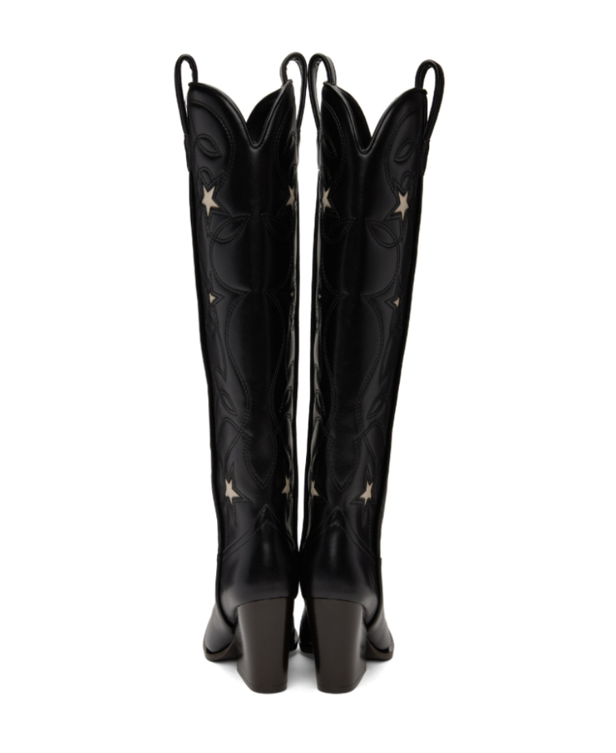 Stella Mccartney Square Toe Cowboy Boots In Black