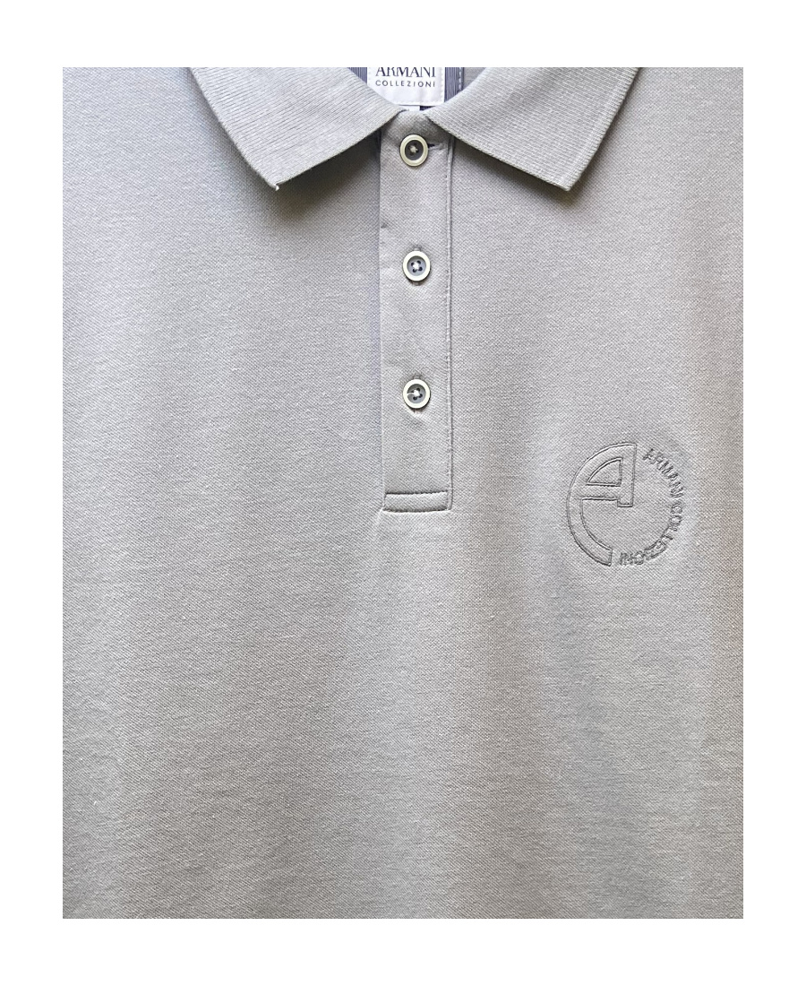 Armani Collezioni Logo Logo Polo Shirt In Gray