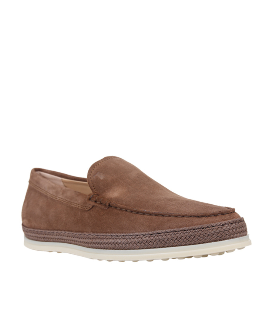 Tod's Loafers With Suede Finish And Rubber Sole In Brown