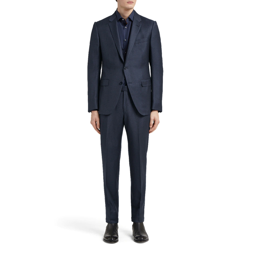 Zegna Lapel Long-sleeved Suit In Black