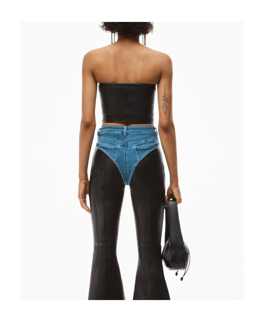 Alexander Wang Leather Bodycon Tube Top In Black