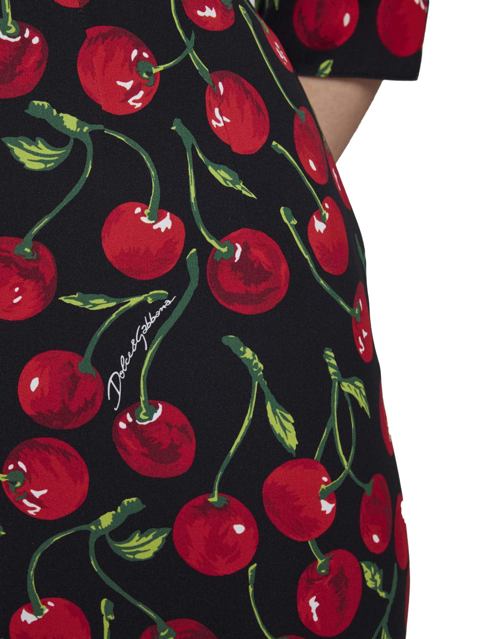 DOLCE & GABBANA CHERRY-PRINT MIDI DRESS