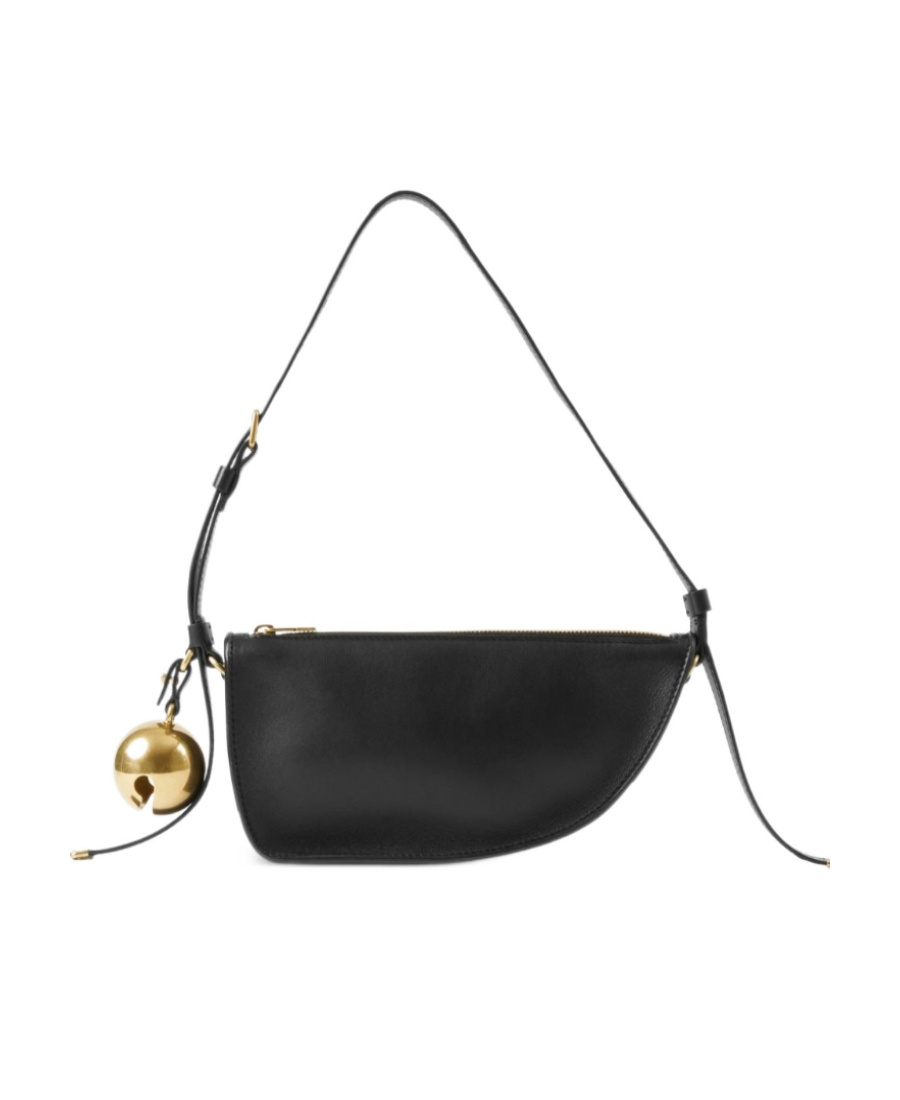 Burberry Curved Shape Gold-tone Hardware Shoulder Bag In Black