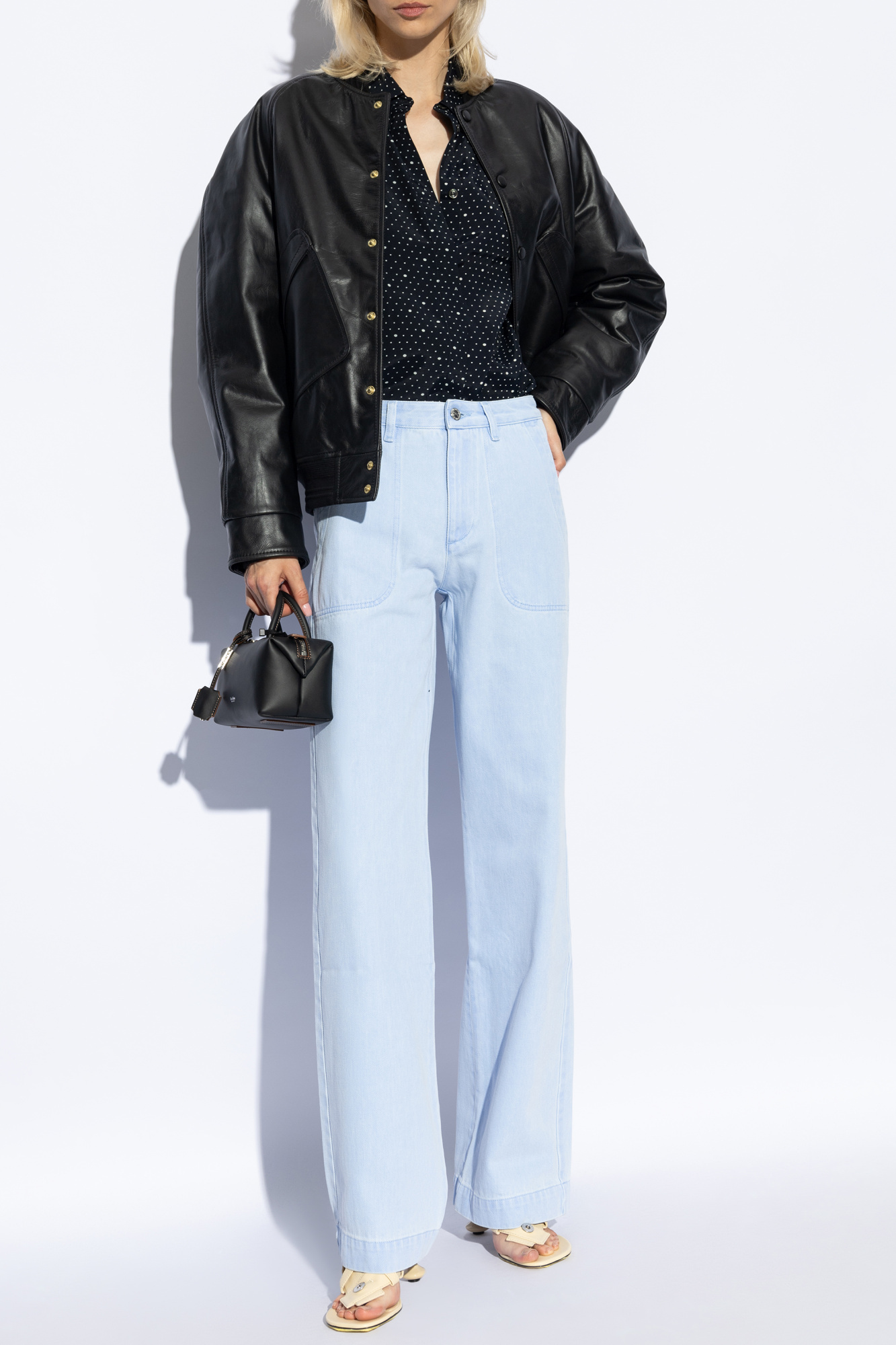 Apc Polka Dot Long-sleeved Shirt In Black