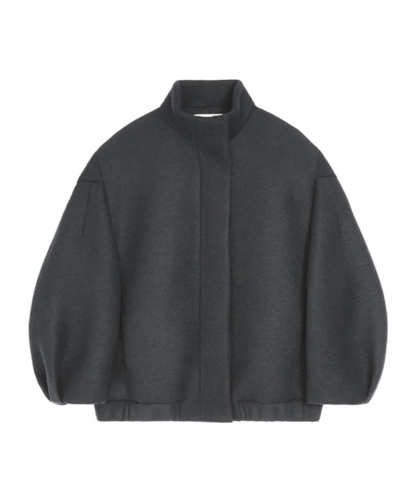 Dries Van Noten Balloon-sleeve High-neck Jacket In Gray
