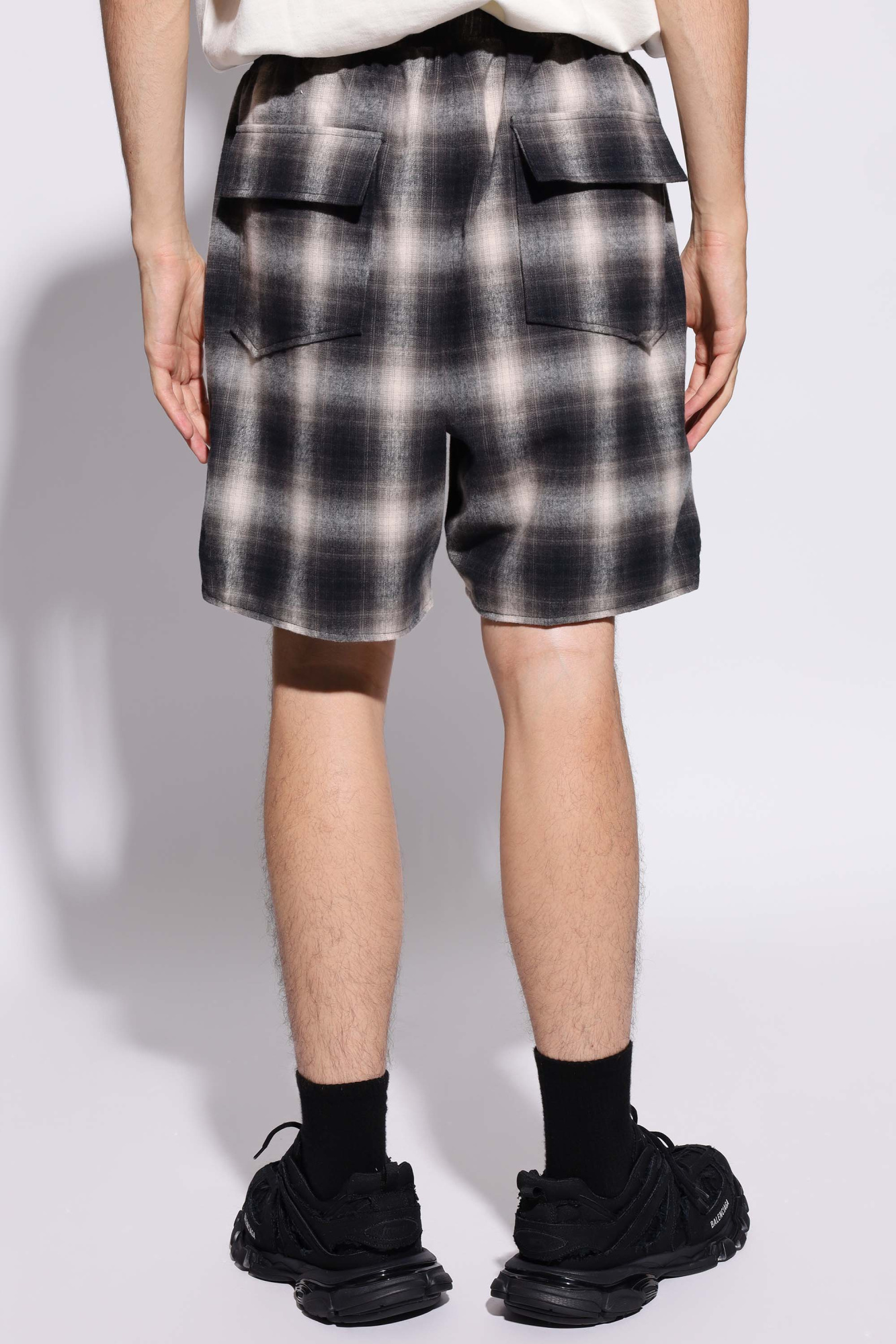 Shop Rhude Check-print Track Shorts In Black