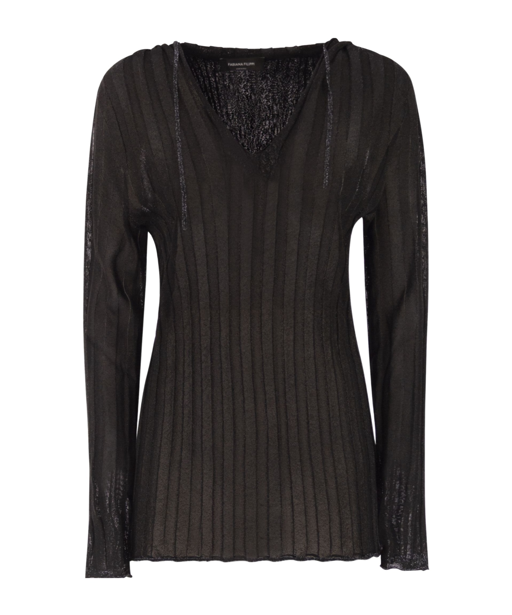 Fabiana Filippi Lurex Hooded Jumper In Brown