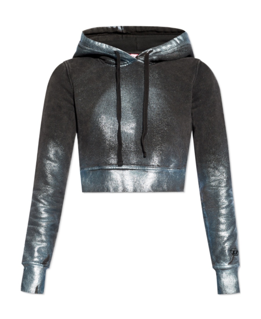 Diesel F-slimmy Cropped Hoodie In Black