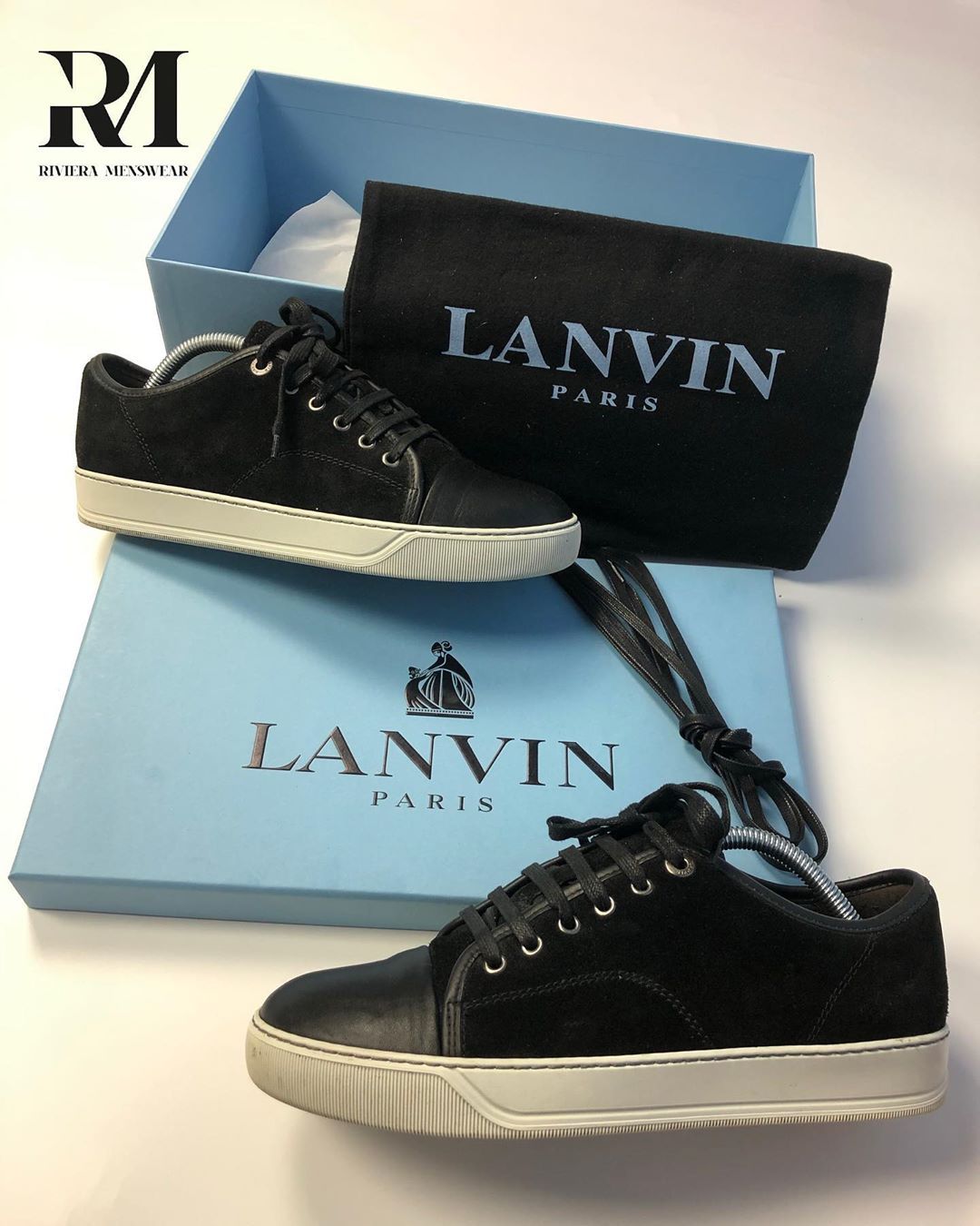 Lanvin Panelled Patent-leather And Velvet Low-top Trainers In Black