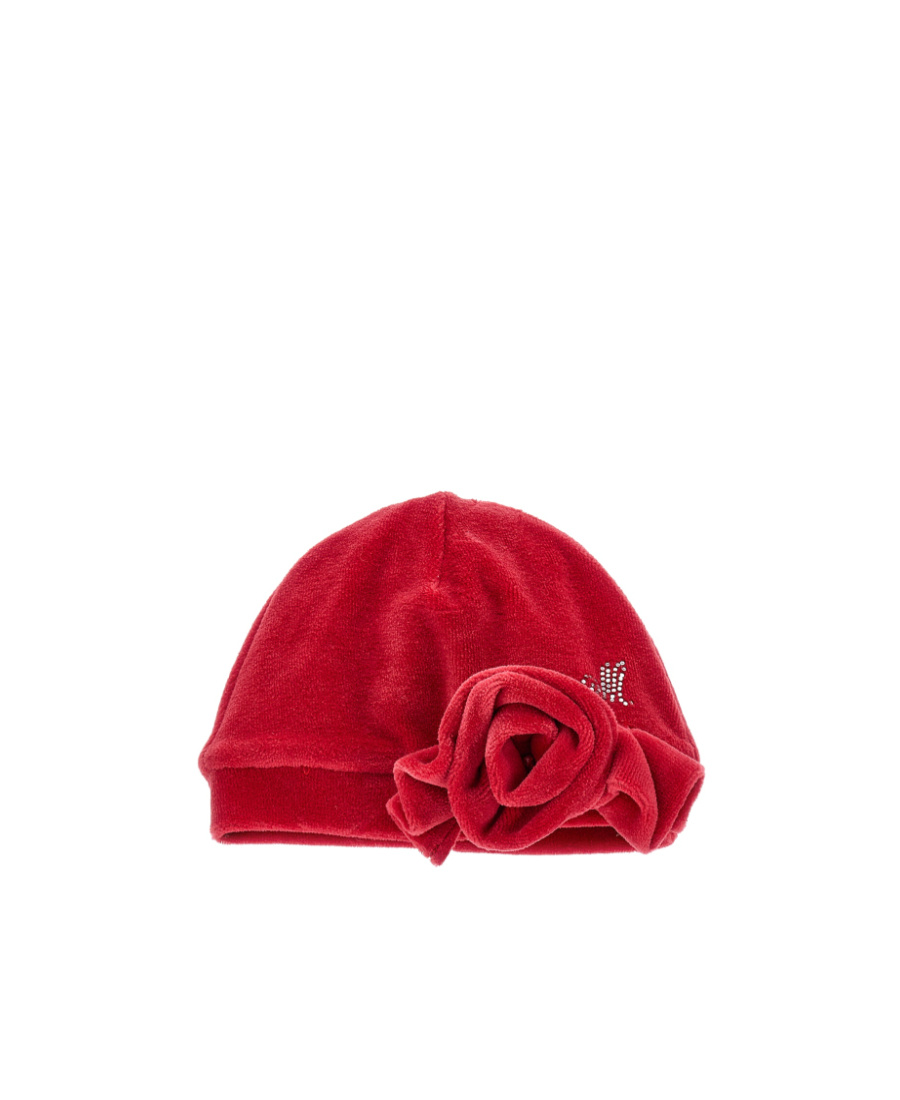 Monnalisa Logo-embellished Cotton Beanie In Red