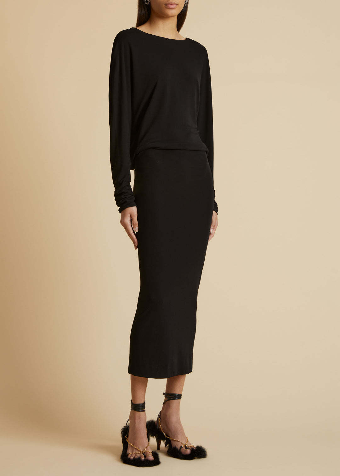 Khaite Trina Open-back Boat Neck Dress In Black