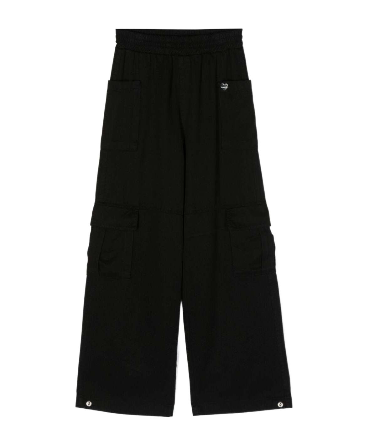 Shop Monnalisa Logo-plaque Wide-leg Trousers In Black