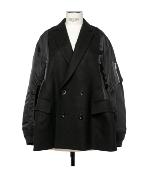 Shop Sacai Double Breasted Panelled Bomber Jacket In Black