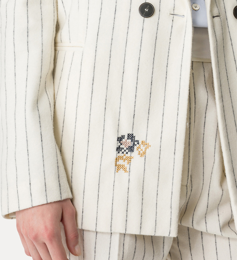 Forte Forte Pinstriped Embroidered Jacket In White