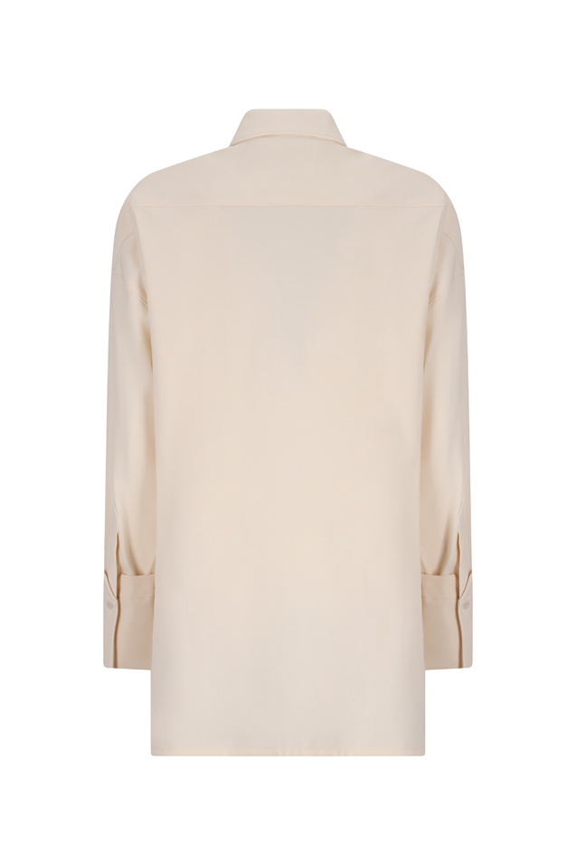Darkpark Noel - Light Wool Polo Tailored Shirt With Detachable Pin In Neutral