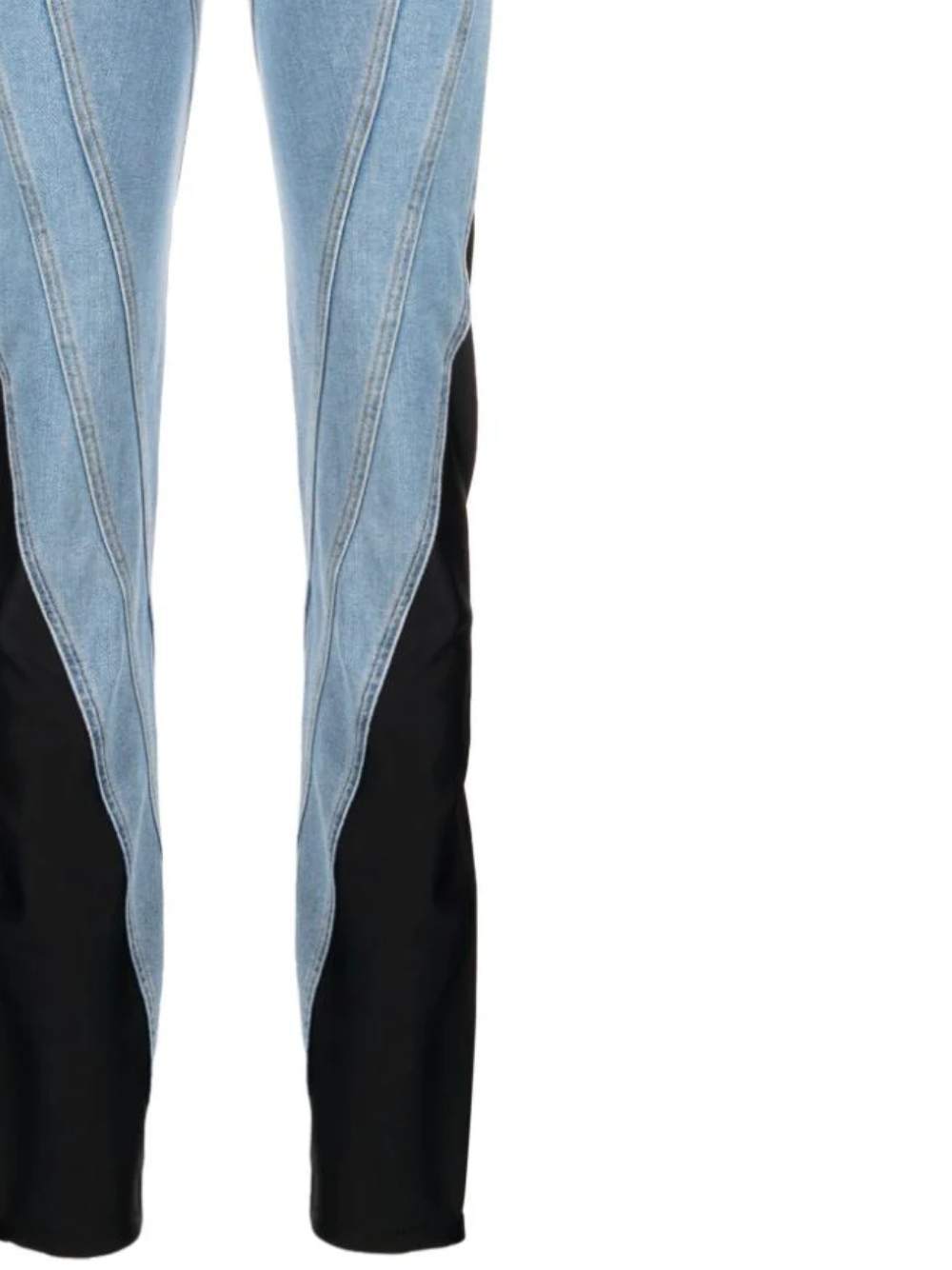 Mugler Contrast-panel Slim-fit Jeans In Blue