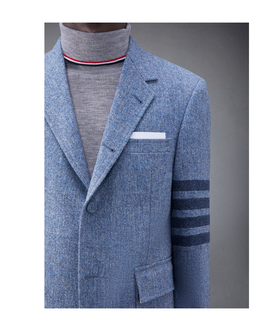 Shop Thom Browne Stripe-detail Single-breasted Blazer In Blue