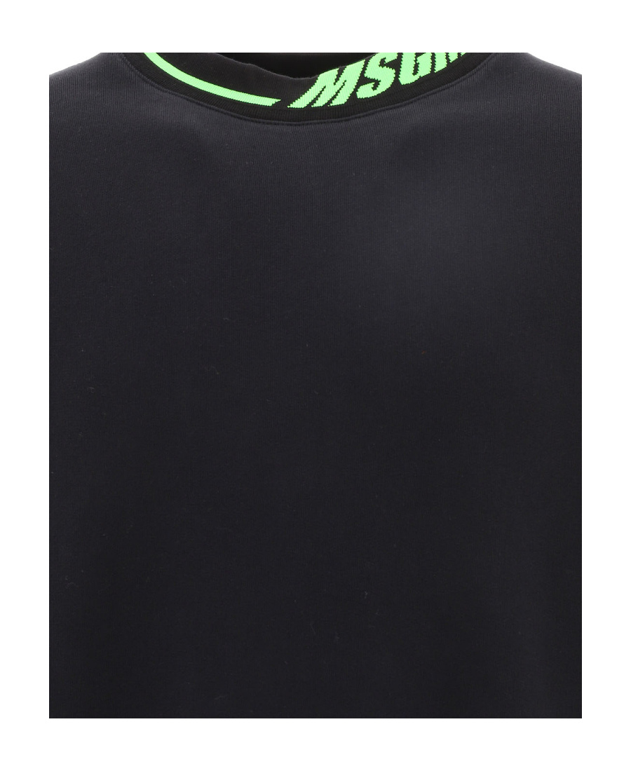 Msgm Logo-collar Cotton Sweatshirt In Black