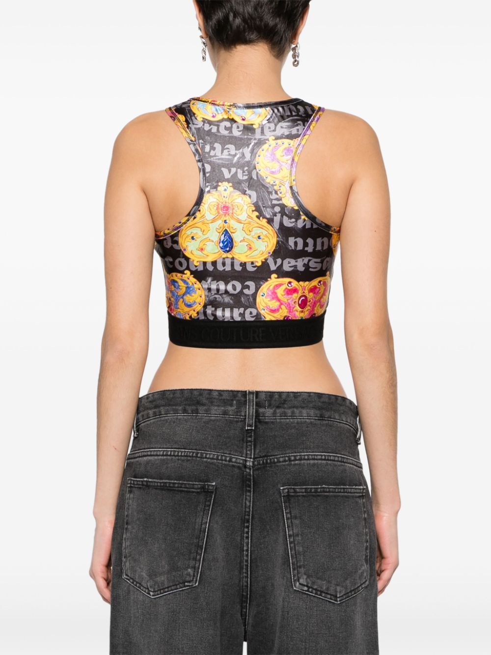 Versace Jeans Printed Cropped Top In Multicolor