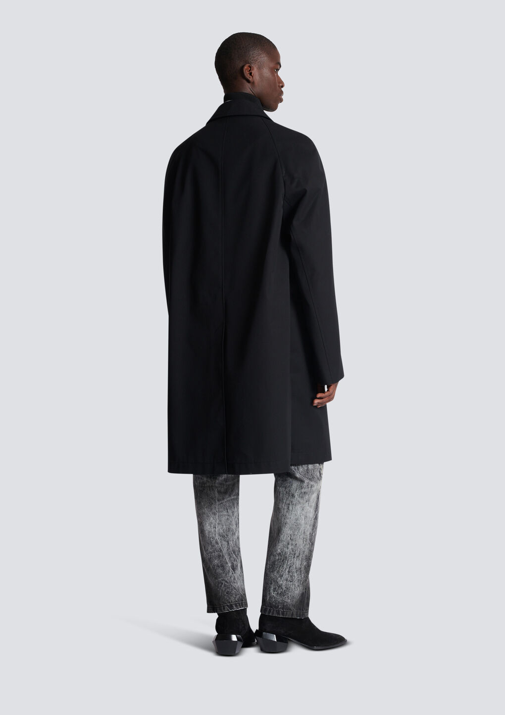 Balmain Logo-embroidered Single-breasted Coat In Black