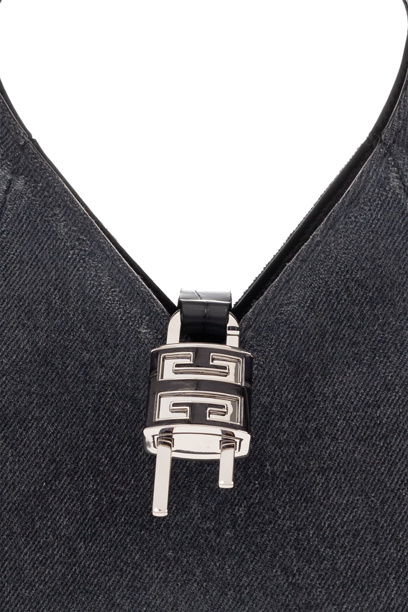 Givenchy Mini G-hobo Bag In Washed Denim In Black